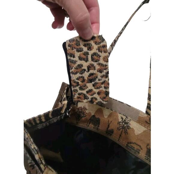 JADE African Safari Print Tapestry Tote Shoulder Bag W/ Coin Bag Shopping Travel - Picture 5 of 13